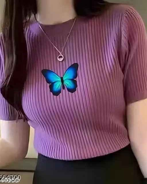 Angel Fashion Crop Top Round Neck Half- Sleeves Top For Girls