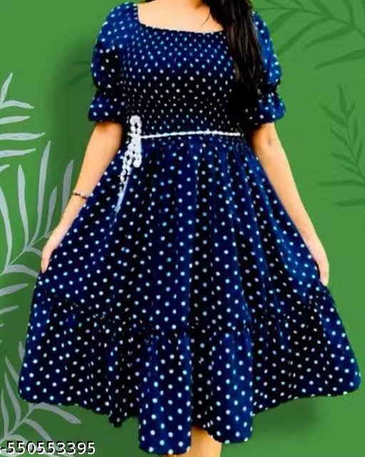 A-Line Silhouette, Tiered Skirt, Smocked Bodice, Midi, Puff Sleeve