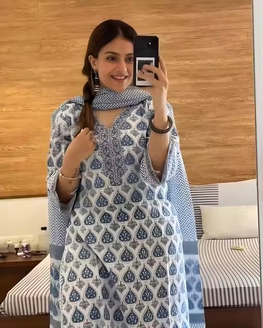 Vidusha printed soft cotton kurti set for women's.