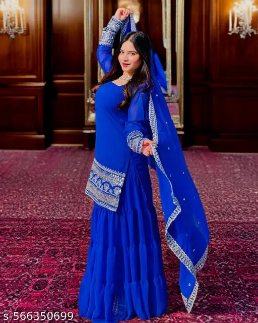 Georgette Embroidered Women's Stitched Kurti