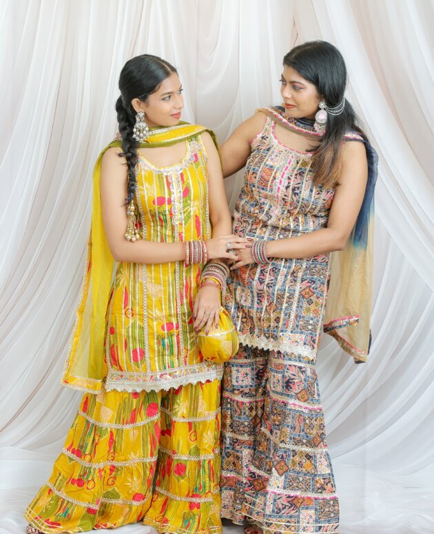 Sunshine Yellow Embroidered Sharara Set & Multicolour Embroidered Sharara Set