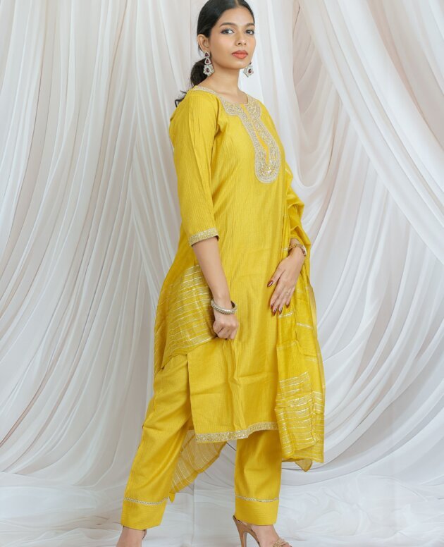 Sunshine Yellow Embroidered Kurta Set with Dupatta