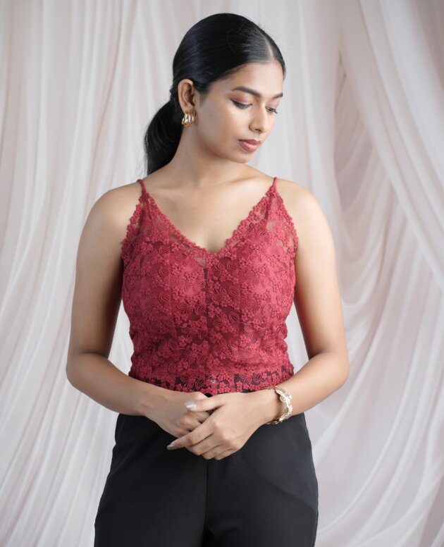 The Enchanted Floral Lace red camisole