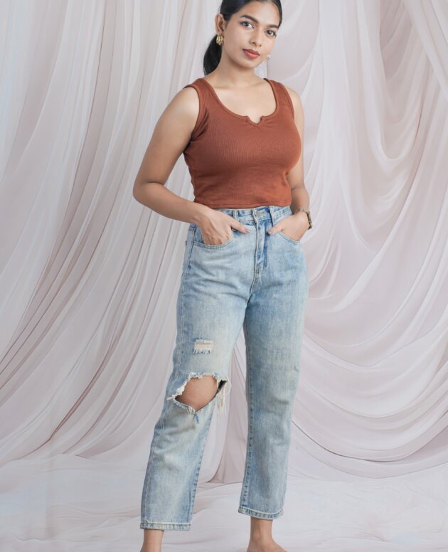 The Daily  Notched- Neck Tank Crop Top